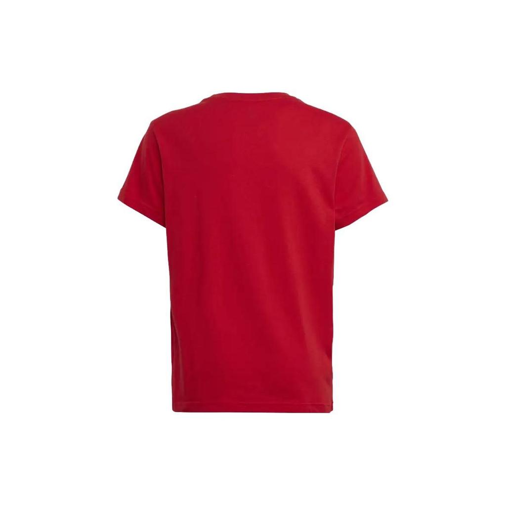 Adidas Originals Trefoil T-Shirt Solid Color Logo Letter Print Short Sleeve Kids Tops Red IB9929