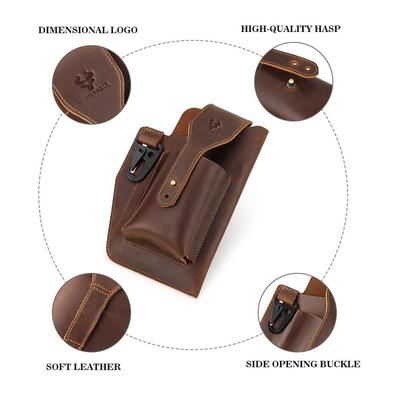 Genuine Leather Men Leather Waist Bag Large-capacity Mobile Phone Bag Key Case