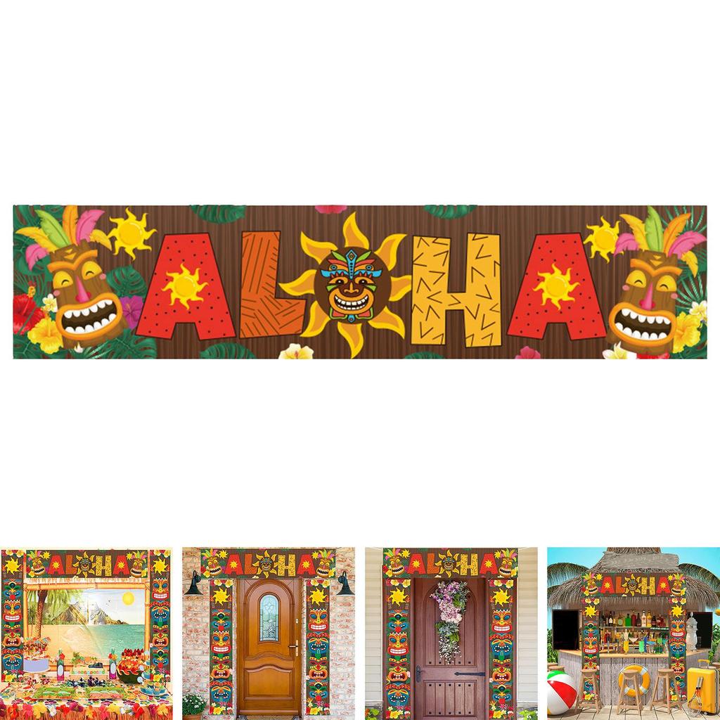 Door Banner Luau Party Decoration Tropical Porch Sign for Hawaiian Wall