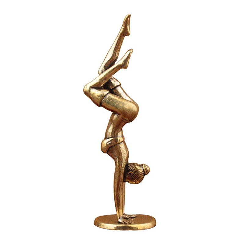 1Pc Miniatures Desktop Ornament Statue Brass Yoga Headstand Beauty Model Figurines Home Decoration Accessories