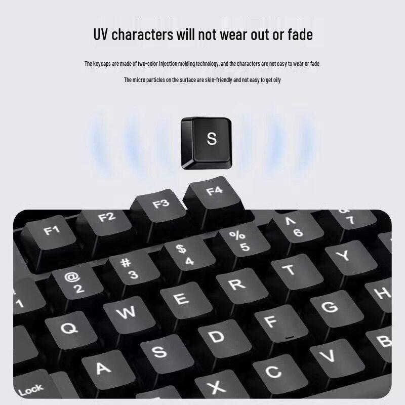 Black USB Wired Keyboard and Silent Mouse Set for Office or Gaming