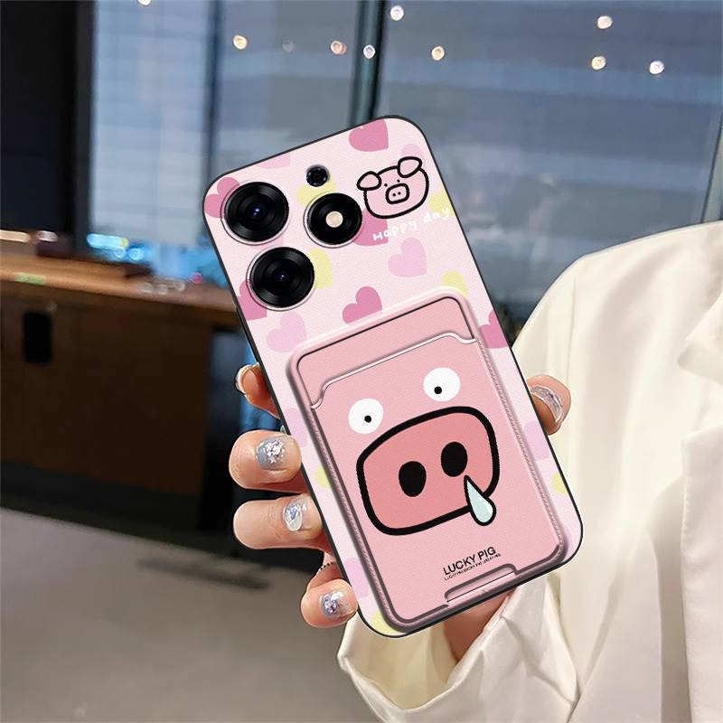 Card Slot Anti-knock Phone Case For Tecno Spark 10 Pro/Ki7 Cartoon TPU Card Sleeve Fashion Design Dirt-resistant Cute