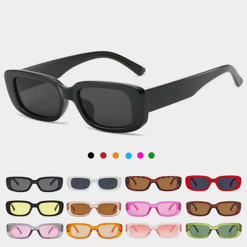 Vintage Black Square Sunglasses for Woman Luxury Brand Small Rectangle Sun Glasses Female Gradient Clear Mirror Oculos De Sol