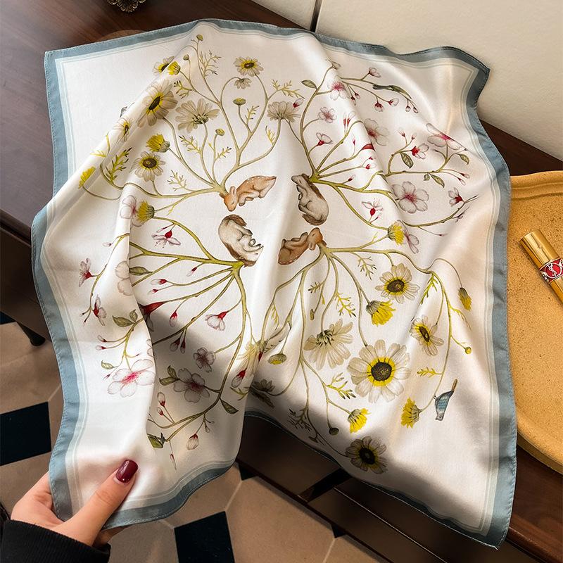 1116 spring new deer silk silk scarf women's fresh and fashionable mulberry silk silk scarf versatile temperament 11 small silk scarves