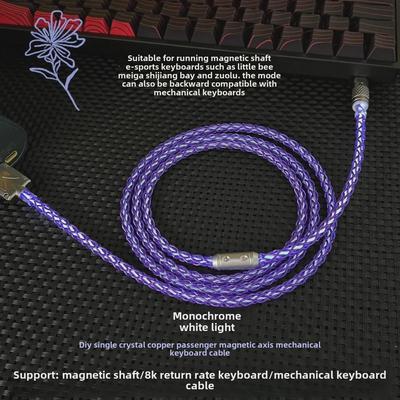 Custom DIY Handmade USB-C White Light Magnetic Mechanical Keyboard Charging Cable for 8K Gaming