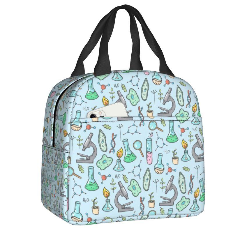 Science Chemistry Pattern Portable Lunch Box for Chemical Lab Tech Thermal Cooler Food Insulated Lunch Bag Kids School Children