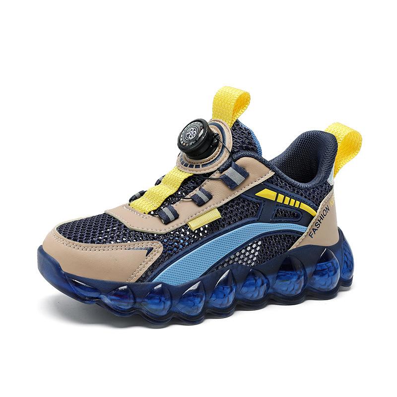 Summer middle and older children and adolescents single mesh breathable and lightweight rotating button children's shoes, primary and secondary schoo