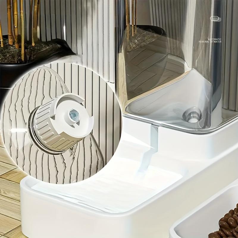 Set of Plastic Gravity Feeders for Dogs, Including Automatic Food and Water Dispenser, Without Battery