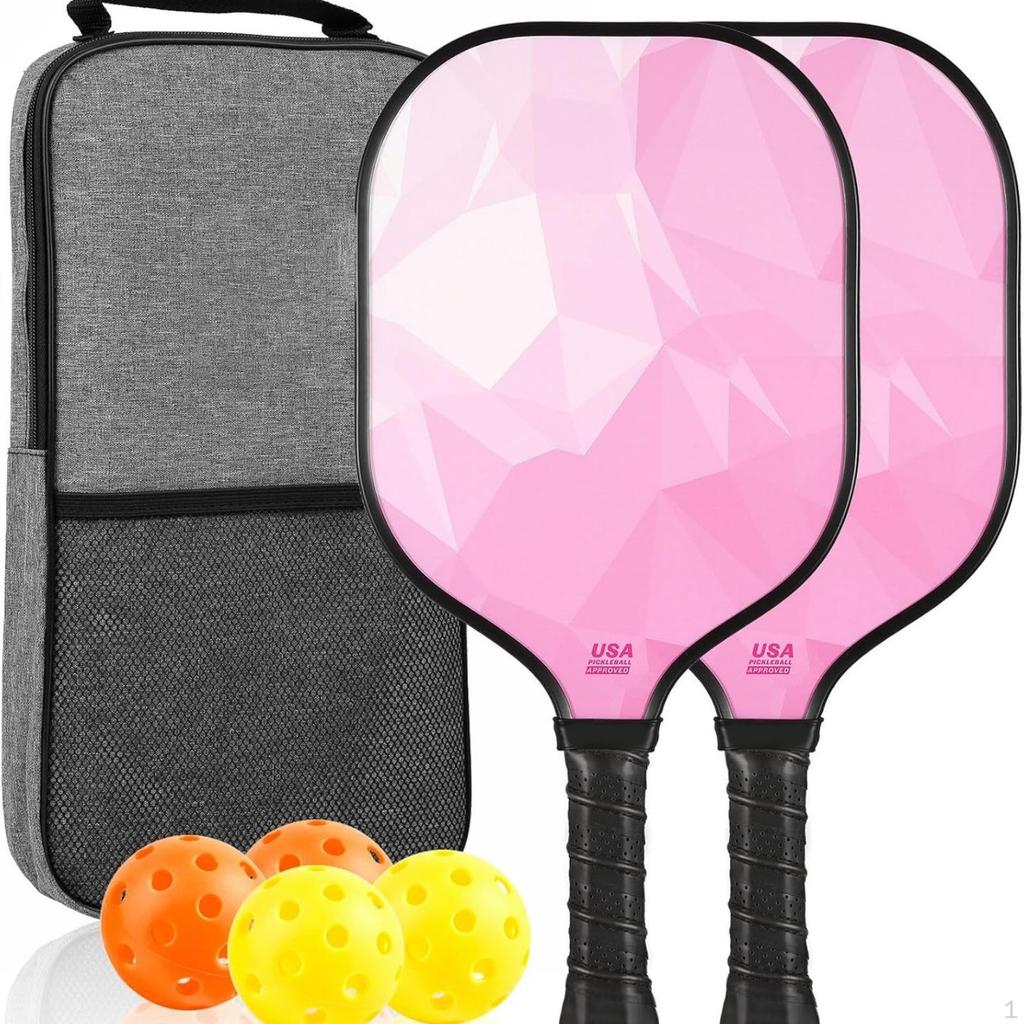 2 Pieces Paddle Racket Set with Bag Composite Sports Honeycomb Core for Beginners,