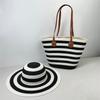 Set Cappello di Paglia e Borsa Tote Con Protezione Solare per Spiaggia e Attività all'Aperto