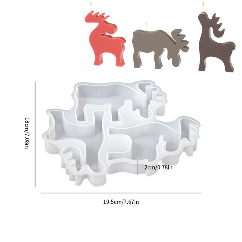 Weihnachten 3D Hirschform Silikon Kerzenform 3-Rentier Kerzenherstellung Formen Stehender Elch Resin Form Weihnachtsdekoration