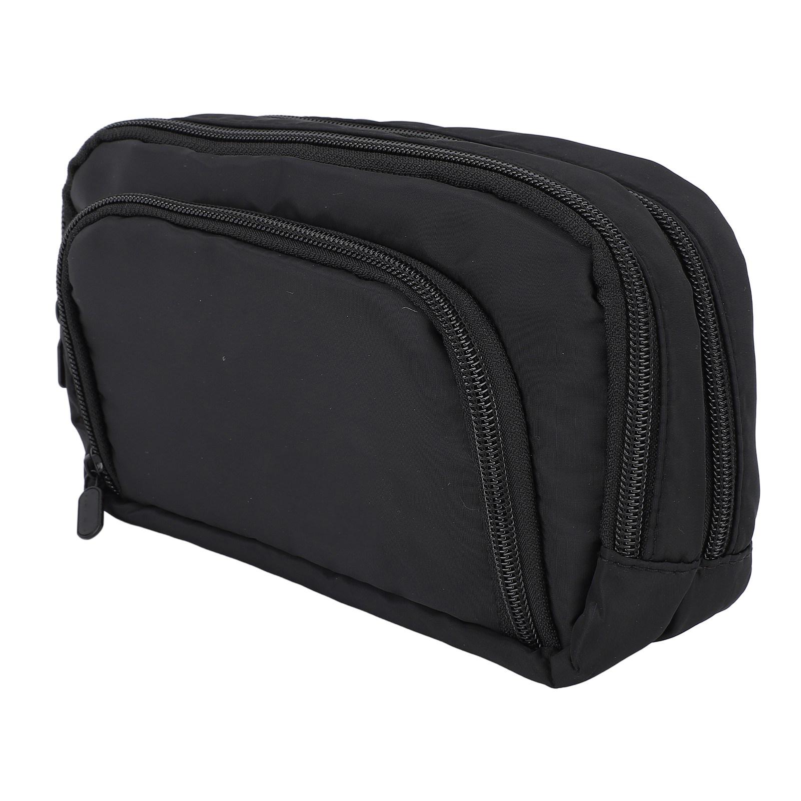 

Пенал большой вместимости, портативный, с несколькими отделениями, сумка для хранения канцелярских принадлежностей, косметичка для офиса, путешествий, школы Black чёрный