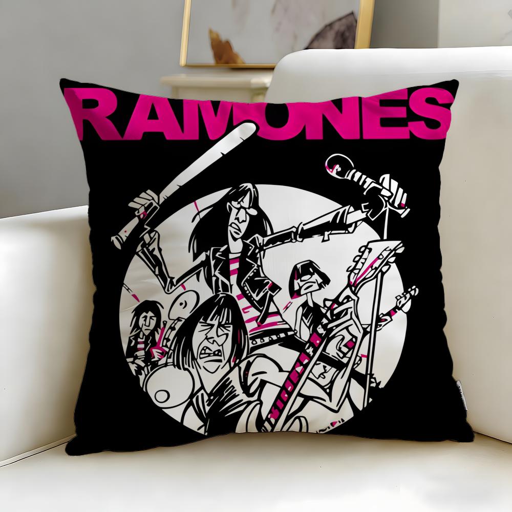 classic band Ramones Cushion Cover Soft & Easy-Wash Pillow Case – Versatile for Couch, Bed, Travel and Office