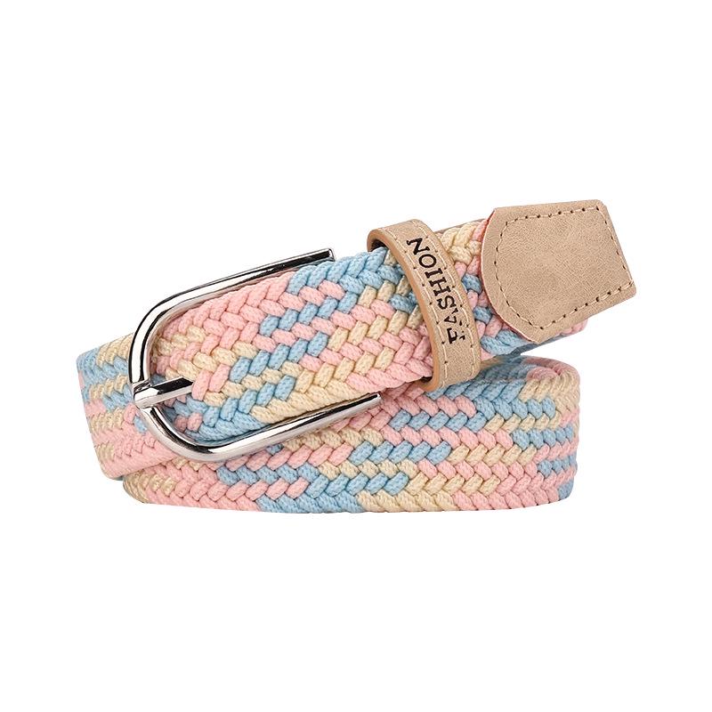 Women’s Punch-Free Elastic Belt: Versatile Canvas with Pin Buckle for Students