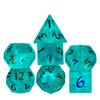 Cusdie Kleurrijke Glazen DND Dobbelstenen 7 Bliksem Edelsteen Dobbelstenen Handgemaakte Polyhedrale Dobbelstenen Set met Lederen Hoesje voor RPG Collectie Cadeau