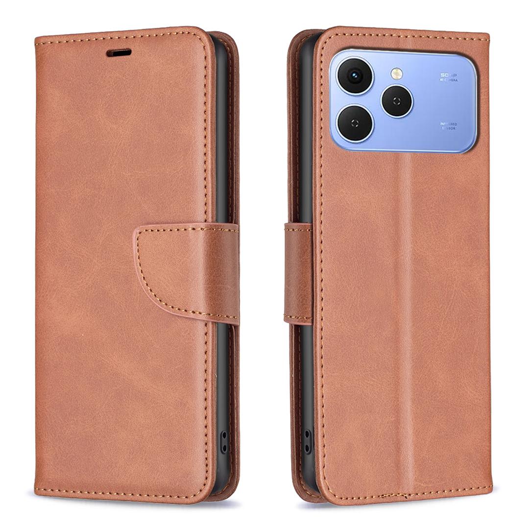 

For TECNO Spark 40 Pro+ 4G Case Shockproof PU Leather Cover with Wallet Card Slots Brown