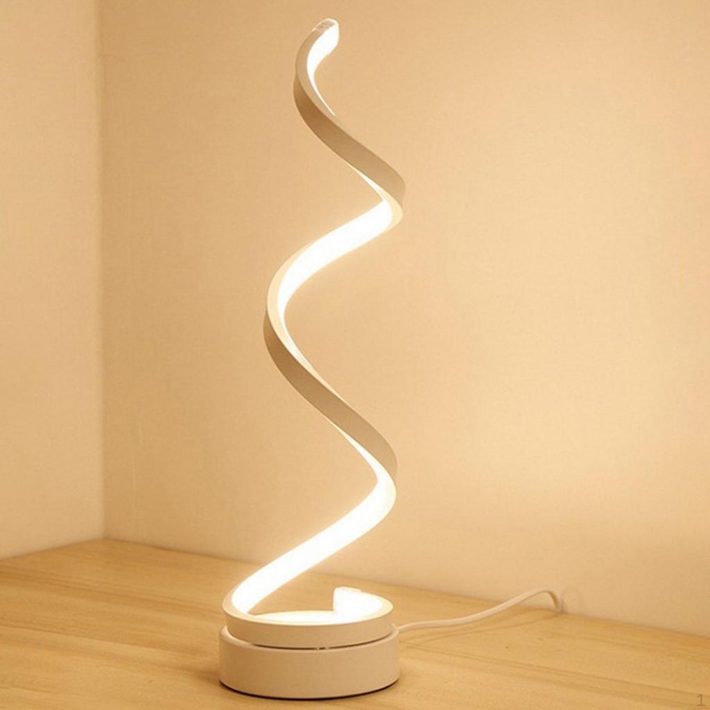 Moderne Spiral-LED-Tischlampe Gebogene Schreibtischlampe für Schlafzimmer Schwarz Warmweiß