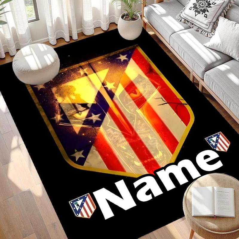 Custom Name Personalized Atletico Madrid Print Carpet, Versatile Home Decor Rug, for Playroom, Apartment, Balcony, Entryway, Hallway Gift
