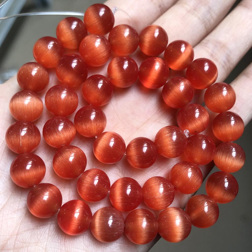 4/6/8/10/12mm Pink Color Cat Eye Opal Beads Natural Stone Glass Loose Beads for Jewelry Making DIY Bracelets Accessories 15''