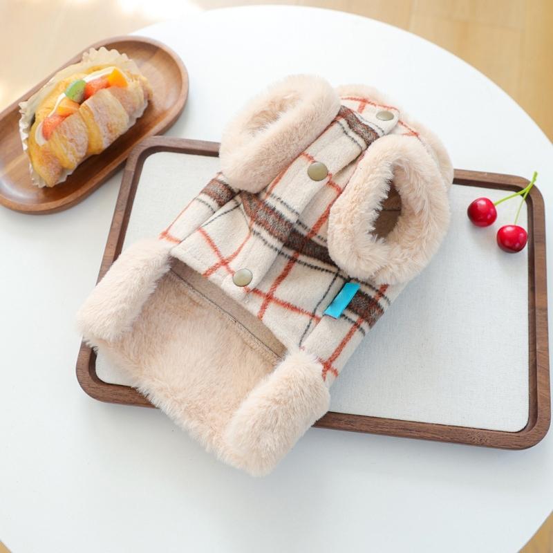 Fleece Lining Warm Dog Coat Small Dog Jackets Puppies Coat with Button Dog Cold Weather Coat Dog Apparels