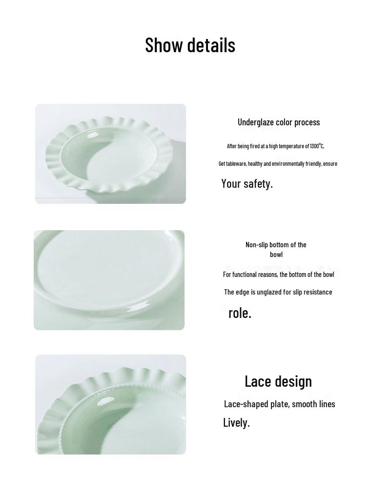 Set of 2 Creative 8-inch French Lace Plates - Classic Cream Soup Dish, 2025 Design