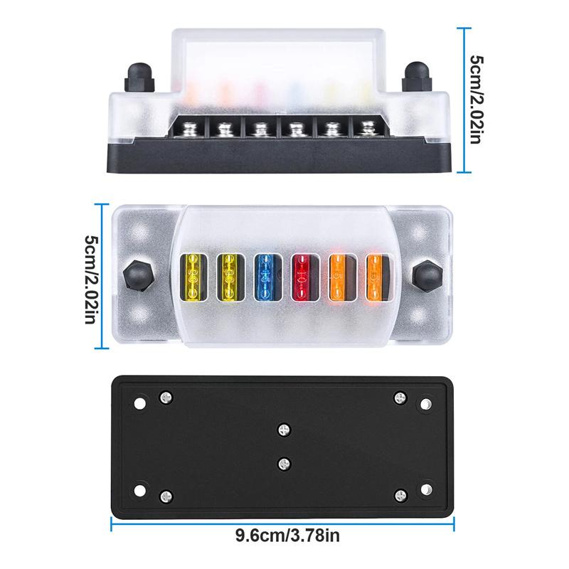 

6-Way Car Fuse Holder With Negative Busbar 12V Blade Type Fuse Holder ATC/ATO Standard Fuse Box Label Sticker Waterproof Cover как