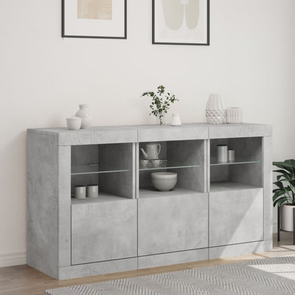 Vidaxl Szafka Z Oświetleniem Led, Szarość Betonu, 123X37X67 Cm