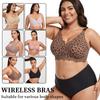 Leopard print bra large size underwear women's jelly glue thin seamless steel ring bra explosion