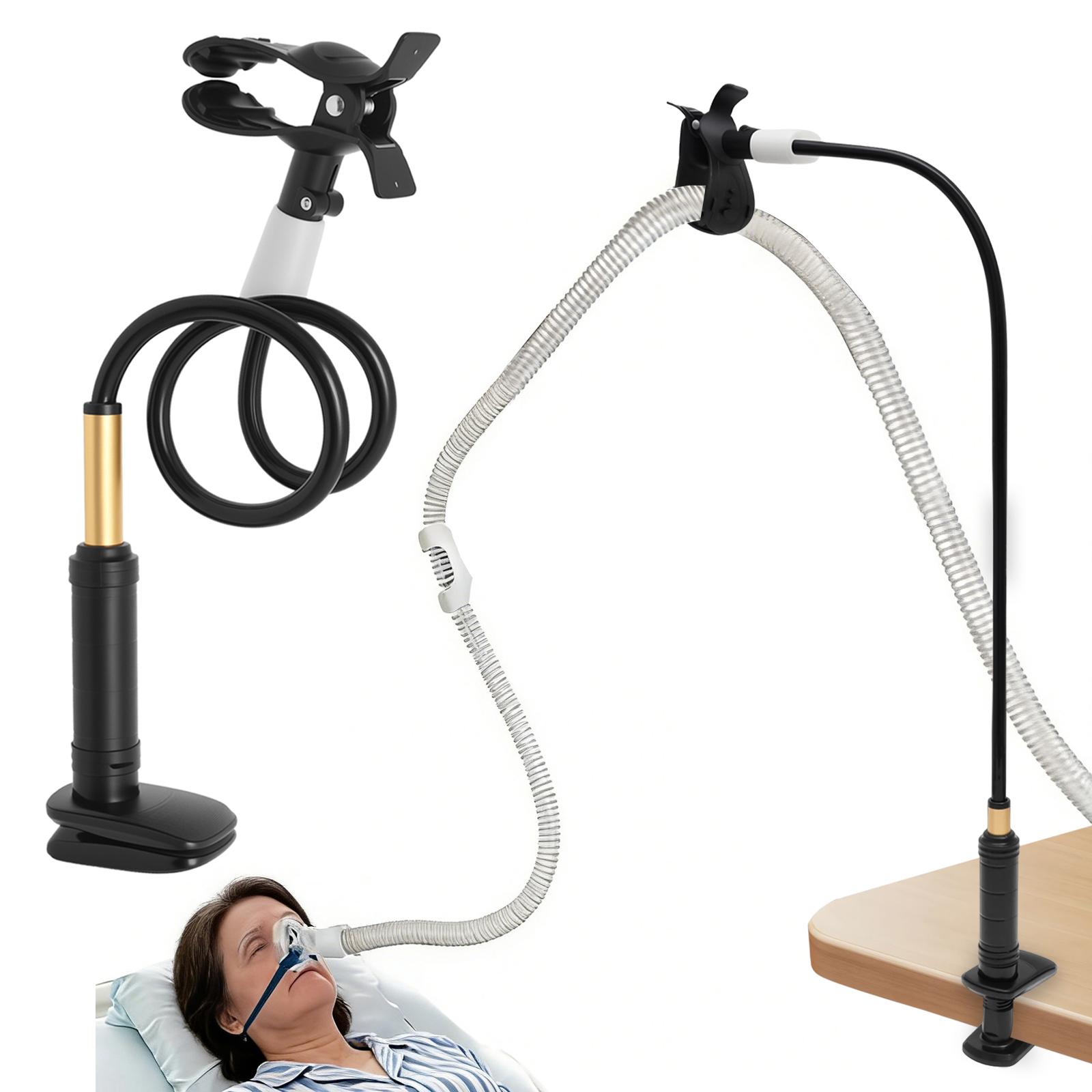 Supporto Universale per Tubo CPAP per Dormire, Appendi Tubo CPAP Senza Intrecci, Regolabile, Girevole, Evita Perdite e Attorcigliamento del Tubo nero
