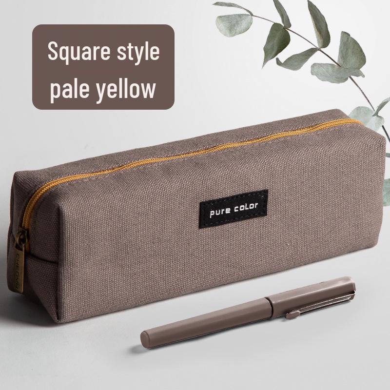 Large Capacity Canvas Pencil Case for Students: Simple, Cute Stationery Box for Boys and Girls