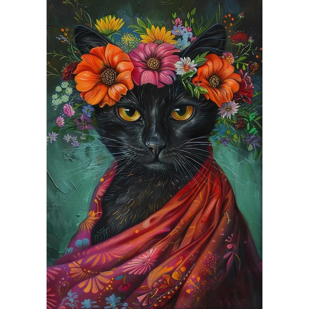 Vintage Maximalist Floral Wild Animal Canvas Painting Lion Owl Peacock Wolf Flower Poster Print Wall Art Picture Home Decor