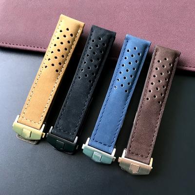 20mm 22mm 24mm Siyah Mavi Kahverengi Mat Hakiki Deri Kordonlu Saat TAG HEUER CARRERA AQUARACER Monaco F1 saat kayışı Bilezik