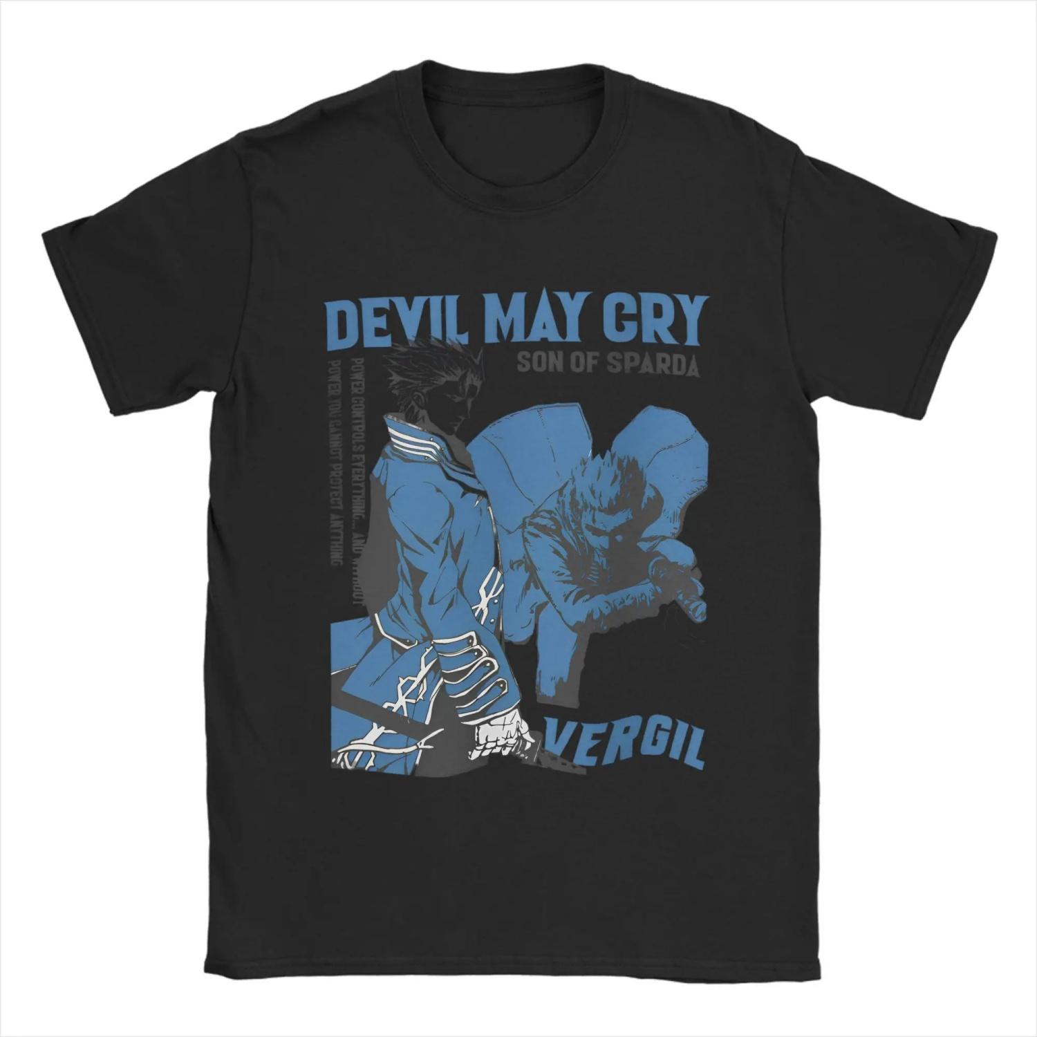 

Devil May Crys T-Shirt for Men Crazy Cotton Tee Shirt Round Neck Short Sleeve T Shirts Summer Tops S чёрный