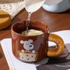 Small Gift with Cover Spoon Ceramic Cup for Girls Couples Home Suit Home Cartoon Mug High Appearance Large Capacity