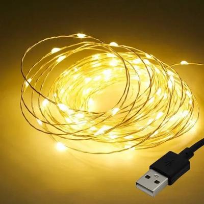 Party Led Accessories Halloween Decoration Fairy Festival Garland Wedding Supplies Bedroom Rave Copper Glow In the Dark Wire USB