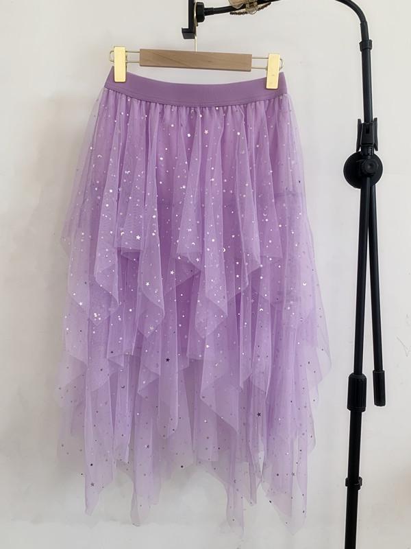 Falda de Malla Irregular de Hadas de Cintura Alta de Moda 2023 - Estilo Coreano de Primavera