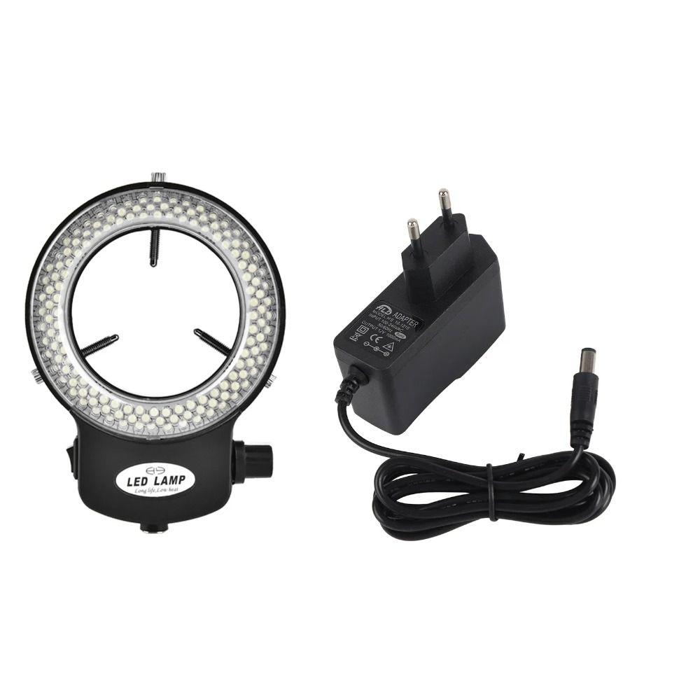 Black White Microscope Ring Light Non-Flickering EU/US/UK Adjustable Illuminator Adjustable Dimming 144 LED Ring Light