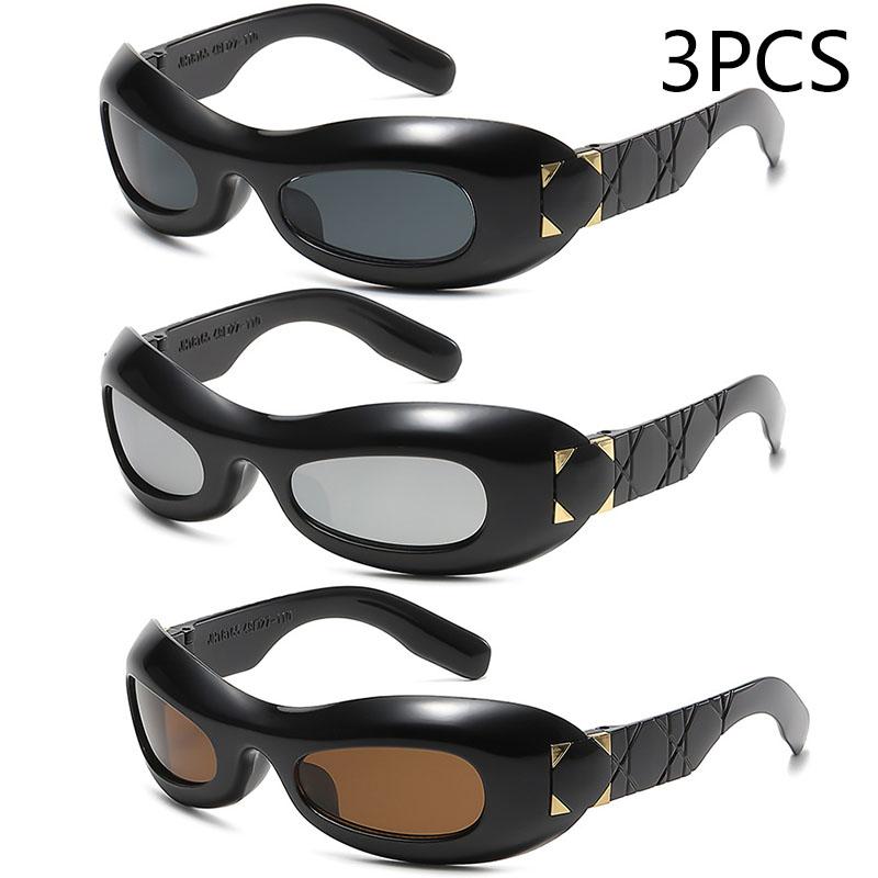 New Fashionable Oval Frame Sunglasses Y2k Punk Style Futuristic UV Protection Sunglasses 18165
