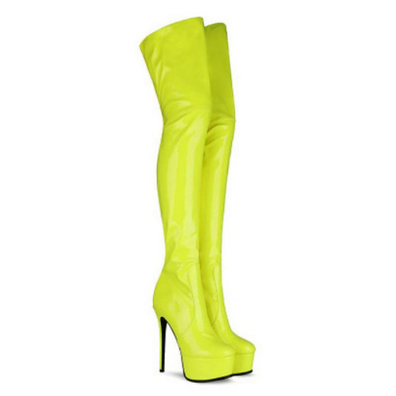 Fashion FHC 2024 New Women Thigh High Boots, Over The Knee Platform Botas,Winter Shoes,Round Toe,Slip On,Black,Red,Rosy,Apricot,Dropship