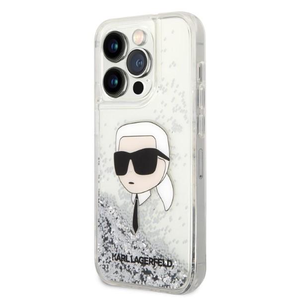 Etui Do iPhone 14 Pro Max Karl Lagerfeld Glitter Karl Head Srebrne