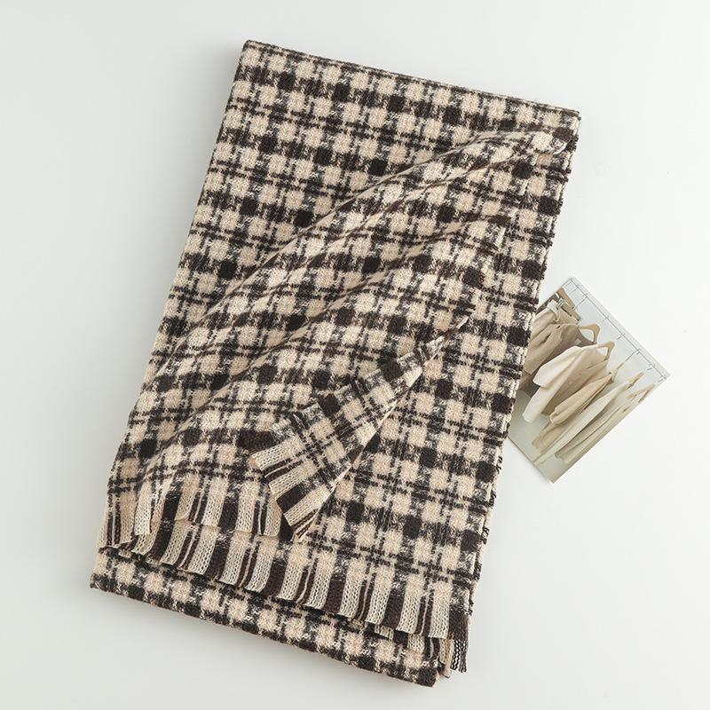 Damen High-End 2025 Karoschal: Imitation Kaschmir, Koreanischer Stil, Vielseitiger Herbst/Winter Warmer Nackenwärmer Schal.