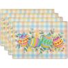 Cute Bunny Placemats Spring Floral Table Decor Dinner Mat Non-Slip Heat Resistant Tableware Pad for Kids Room Tea Party Decor
