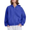Women's Long Sleeve Solid Loose Zip Hoodie