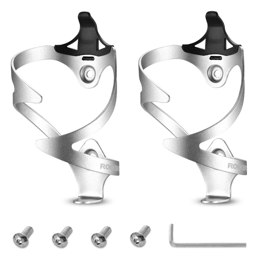 

ROCKBROS Bicycle Drink Bottle Road Bike Bottle Aluminum Lightweight and Compatible with PET and Tool Bottles Set of Holder, Cage, Holder, Alloy,