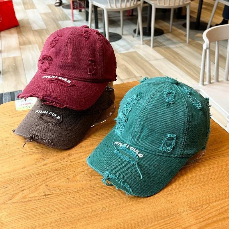 Couple retro old ripped baseball hat men's and women's tide street personality versatile soft top sunshade cap