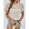 Summer Hollow Breathable Versatile Solid Color Short Sleeved Women's T-shirts