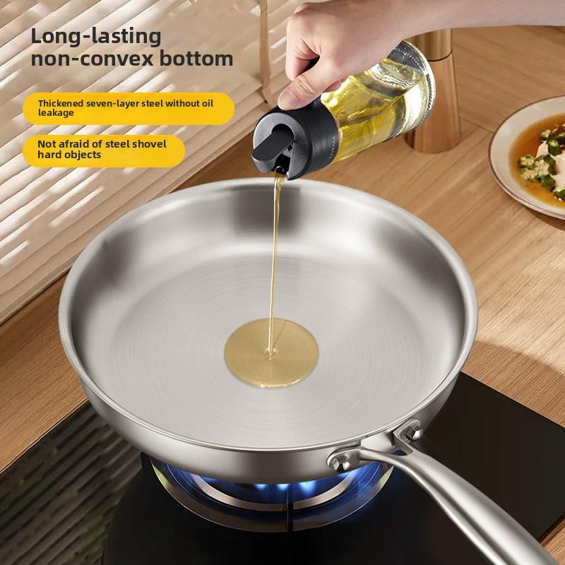 Uncoated 22-32cm frying pan, metal stainless steel frying pan, steak frying pan