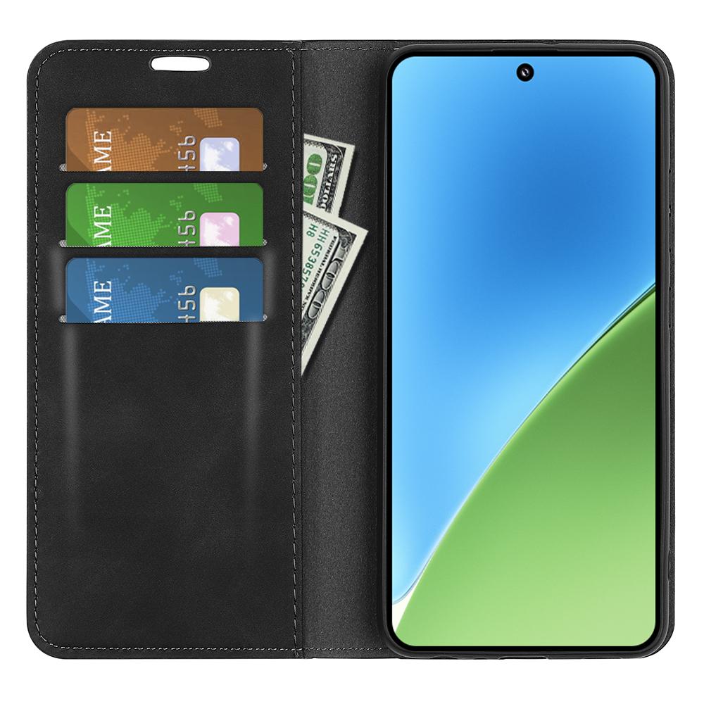 

For Xiaomi 15 Case Skin-Touch Leather Wallet Phone Cover Grey