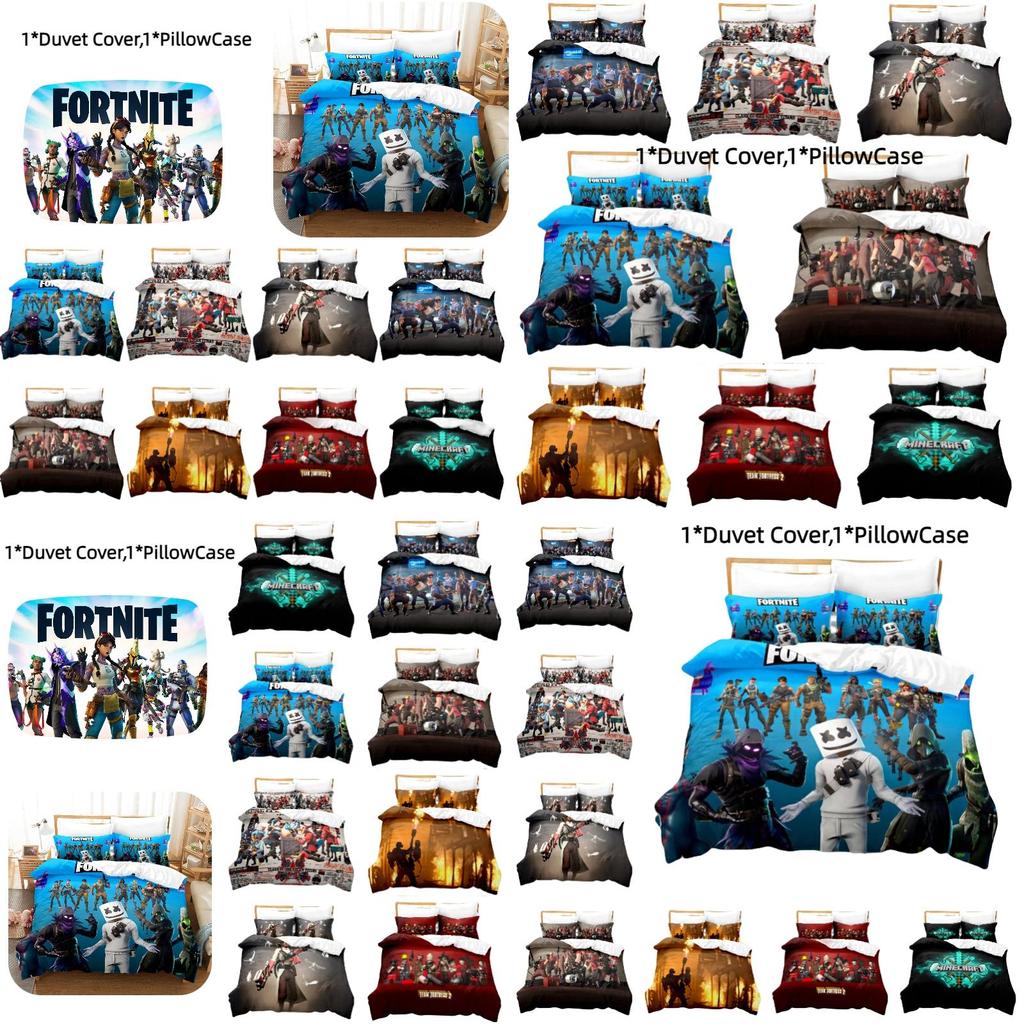 Fortnite 3-piece Digital Print Bedding Set Colorful Design High-quality Fabric