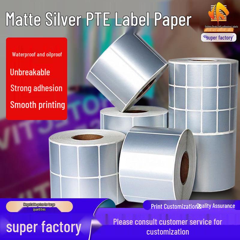 

High-Temperature Resistant Silver Thermal Self-Adhesive Sticker, 80x60mm, 100PET, Printable.